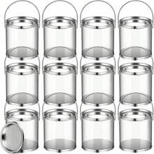 12pcs Transparent Empty Paint Cans Cylinder Paint Bucket Containers With Lids Handle For Candy Cookies - 12pcs Set - View 5