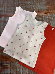 Kit 3 Ribbed Knit Tank Tops For Girls Summer Assorted Prints And Colors Summer - 彩色 - 查看 6