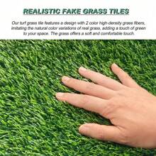 Artificial Grass Turf Tiles Interlocking Set Of 35pcs, Fake Grass Tiles Self-Draining For Pet Indoor/Outdoor Flooring Decor, 12x12in Grass Green,ElegantAbode