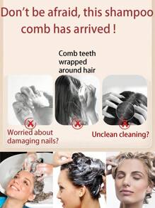 1PC Bàn chải massage da đầu, Dụng cụ gội đầu bằng rơm lúa mì, Bàn chải tóc bằng silicon, Bàn chải massage & làm sạch da đầu, Tẩy tế bào chết cho da đầu, Dụng cụ loại bỏ gàu, Phù hợp cho cả nam và nữ - Nhiều màu - Xem 5