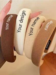 定制文字、图案、纯色宽边头带、时尚防滑发箍、适合女性日常佩戴、婚礼发饰 - 彩色 - 查看 7