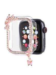 1个蝴蝶吊坠设计，触屏灵敏，无需贴膜，兼容，表壳和流苏合金表带需另行购买。表带和表壳可组合购买，享受更多优惠。兼容 Ultra/SE/8/7/5/4/3/2，尺寸为38/40/41/42/44/45/49毫米。