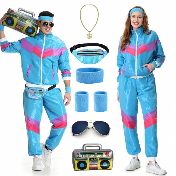 80/90er Jahre Vintage Sportanzug Weihnachten Halloween Party Spielanzug