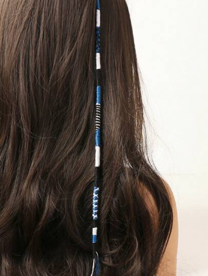 1pc Women's Hair Clip Chain, Colorful Braid Hair Band, Handmade Colored Rope Fake Braid Hair, Women Hair Accessories, Summer Beach Hair Decor, Reusable Colorful Hair Clip Headband, Suitable For Halloween, Autumn/Winter, Jewelry , Wedding, Bride To Be