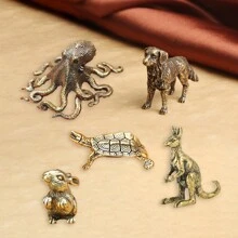 1pc Brass Mini Animal Figurine, Metal Craft Decor, Miniature Landscape Accessory, Gift Birthday Gifts Graduation