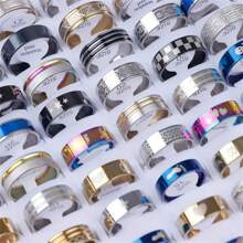 10/20/50/100 Stücke minimalistische Ringe, lässige gestreifte Edelstahlringe, Schmuck-Partygeschenke im gemischten Stil, Cut Out