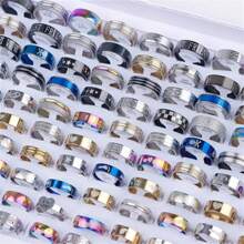 10/20/50/100 Stücke minimalistische Ringe, lässige gestreifte Edelstahlringe, Schmuck-Partygeschenke im gemischten Stil, Cut Out