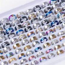 10/20/50/100 Stücke minimalistische Ringe, lässige gestreifte Edelstahlringe, Schmuck-Partygeschenke im gemischten Stil, Cut Out