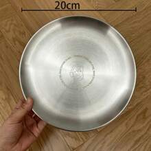 [Gấu] Khay kim loại thép không gỉ phong cách Hàn Quốc, Đĩa tráng miệng lan truyền, Đĩa phẳng tròn dày - Xám - Xem 8