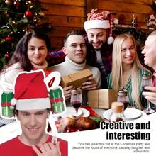 Mũ bia Giáng sinh lễ hội có ống hút - Hoàn hảo cho các bữa tiệc và buổi tụ họp ngày lễ - Đỏ - Xem 3