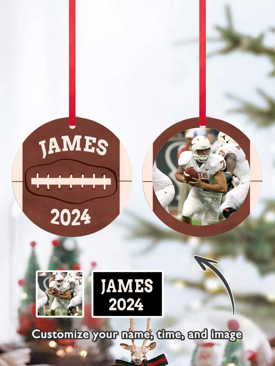 1 đồ trang trí Giáng sinh bằng gỗ hình cầu thủ bóng đá được cá nhân hóa, đồ trang trí đội bóng đá, tên tùy chỉnh/ảnh/ngày nghệ thuật cầu thủ bóng đá, đồ lưu niệm bóng đá cao cấp | Quà tặng cho người yêu bóng đá - Nhiều màu - Xem 1