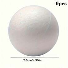 9 Stücke 7,5cm/2,95 Zoll weiße massive Polystyrol-Schaumkugeln, geeignet für DIY Malerei, Einkaufszentrum Dekoration, Hochzeit Requisiten und Schaufenster Präsentation in Kunst, Basteln, Familie, Party Dekoration Malerei Tag, Hochzeitsdekoration, Weihnachten, Halloween, Neujahr, Geburtstag, Heimdekoration, Feiertags Party - Vorstellungskraft Inspiration