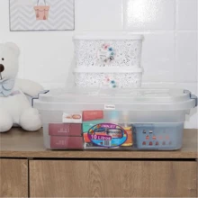 Kit 3 Transparent Plastic Organizer Box 10l With Lid - 無色 - 查看 4