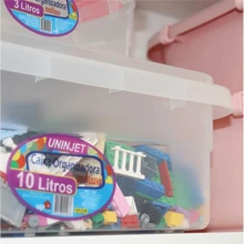 Kit 3 Transparent Plastic Organizer Box 10l With Lid - 無色 - 查看 7
