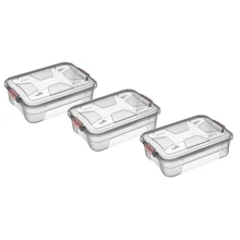 Kit 3 Transparent Plastic Organizer Box 10l With Lid - 無色 - 查看 1