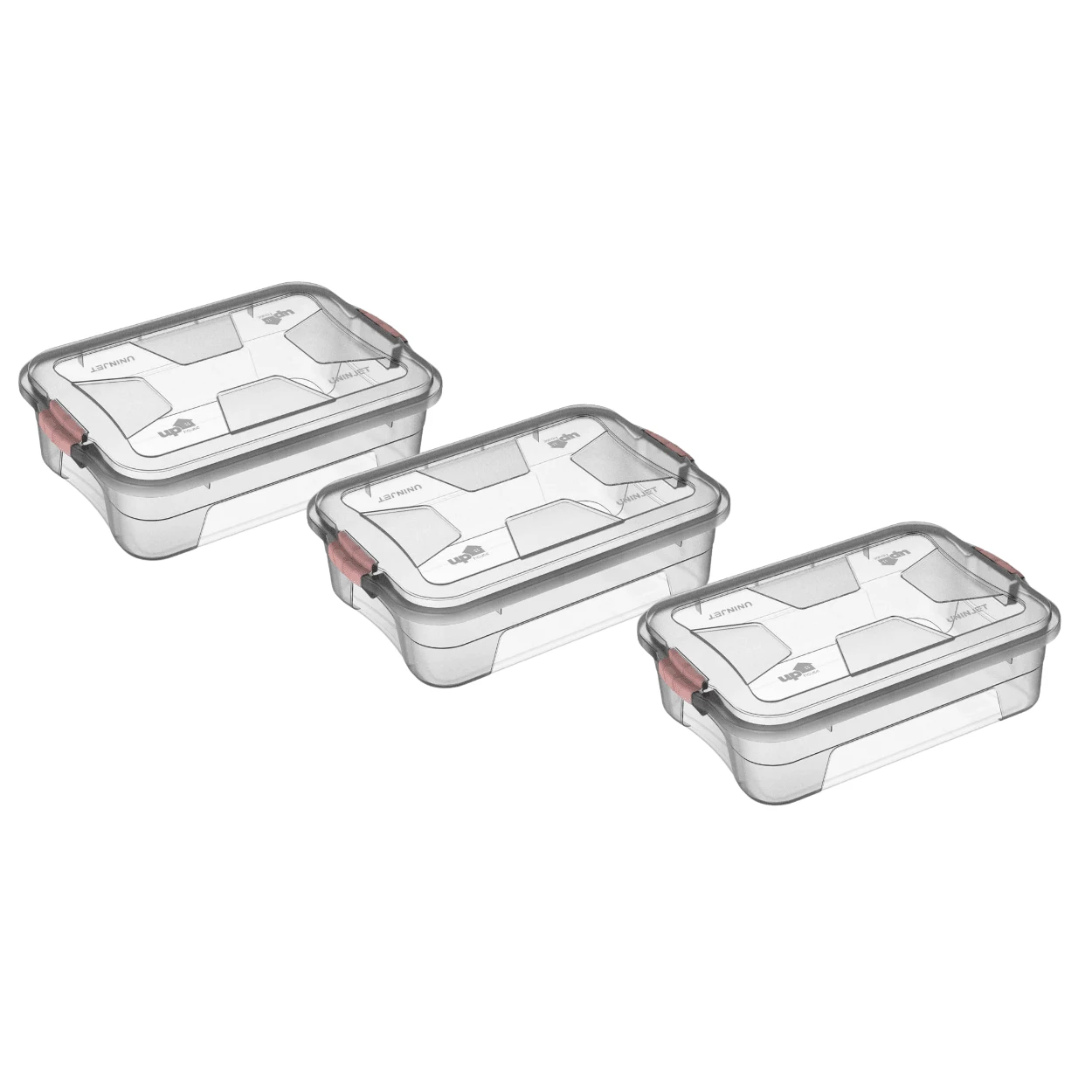 Kit 3 Transparent Plastic Organizer Box 10l With Lid - 無色 - 查看 1