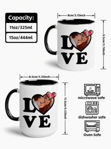 1 件，个性化马克杯，为情侣定制咖啡杯，个性化添加您自己的照片陶瓷杯，情人节礼物，送给您的爱人。用照片定制您的咖啡杯，丈夫送给妻子的礼物，男朋友送给女朋友的礼物，送给他/她的最佳节日礼物 - 多色 - 查看 4