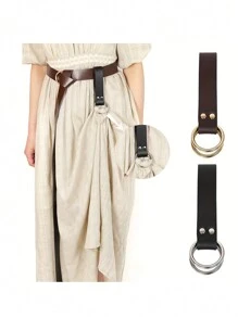 中世纪文艺复兴腰带装饰腰带 - 高品质 PU 皮革环带，设计独特，非常适合角色扮演、服装和街头风格 - A - 查看 1