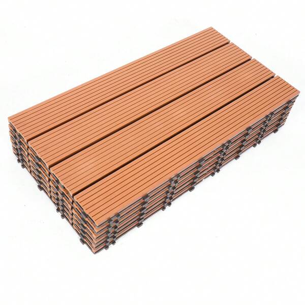 Cecaylie Terrassenfliesen Balkon, WPC Fliesen Wasserfilterbar Terrassen Garten, Braun 30x60cm 6-30 Stück