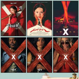1pc Frameless Pearl 2022 Horror Film Poster DIY Vintage Movie Poster Wall Art Painting Study Stickers Small Size Wall Painting, Canvas Gifts Birthday Graduation