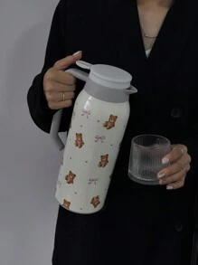 1 个 1500 毫升/50.74 盎司蝴蝶与熊设计保温瓶，双层不锈钢保温咖啡壶，适用于办公室、家庭、户外、餐厅、节日和生日礼物水瓶