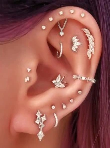 精致耳骨耳钉 16G 软骨耳环耳钉环状耳屏耳钉耳钉软骨穿孔首饰前耳轮耳环环状耳轮耳甲海螺不锈钢穿孔首饰 - 彩色 - 查看 4