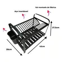 Mak-Inox SEC16EPT 16-Plate Dish Drainer In Black Stainless Steel With Cutlery Holder - màu đen - Xem 5