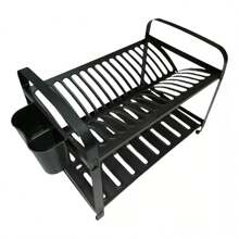Mak-Inox SEC16EPT 16-Plate Dish Drainer In Black Stainless Steel With Cutlery Holder - màu đen - Xem 3