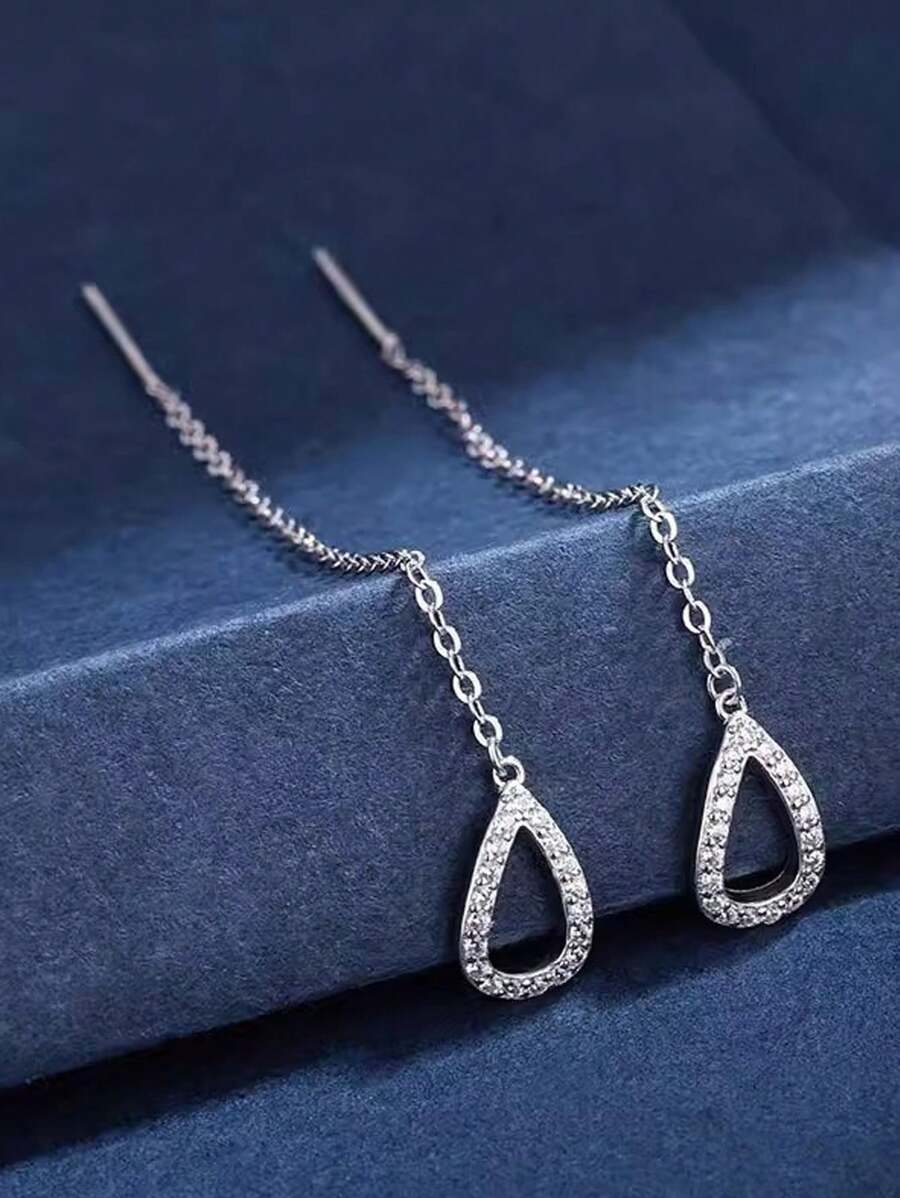 1 Cặp Hoa tai đinh tán bạc Sterling 925 dành cho nữ, Hoa tai thiết kế sang trọng, Hoa tai dạng dây đeo tai độc đáo, Mùa thu/Đông - Nhiều màu - Xem 1