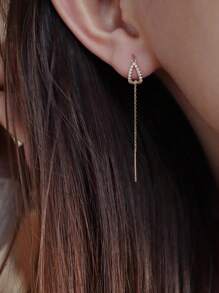 1 Cặp Hoa tai đinh tán bạc Sterling 925 dành cho nữ, Hoa tai thiết kế sang trọng, Hoa tai dạng dây đeo tai độc đáo, Mùa thu/Đông - Nhiều màu - Xem 3
