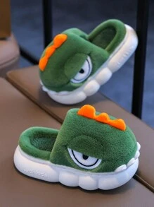 1 Paar Kinder Hausschuhe in Dinosaurier Form, warm, rutschfest für Innen- und Außenbereich, für Jungen und Mädchen - Dunkelgrün - Übersicht 3