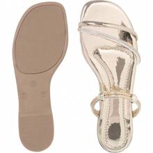 Women's Flat Sandal Two Ways To Wear Shiny Rhinestone Everyday Promotion Comfortable Fashion - 金色 - 查看 4