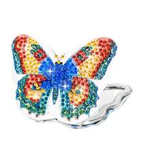 4 件/套蝴蝶钻石画镜子紧凑型套件，DIY 水晶水钻钻石艺术口袋镜 PU 皮革双面紧凑型折叠镜，适合女士和家人的动物主题工艺礼物 - 彩色 - 查看 9