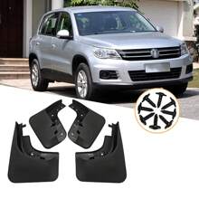 4PCS Car Mud Flaps, No Drilling Required Mud Flaps Splash Guards, Front And Rear Mud Guards Mudguards Mudflaps Replacement Compatible For Tiguan 05-16 - Black - View 1