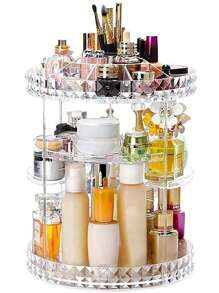 Rotating Makeup Storage Box, Acrylic Cosmetic Organizer Rack For Skincare Products, Perfume, Lipstick, Vanity Table, Bathroom Countertop, Makeup Organizer, Makeup Stuff, Box With Lid, Storage Box Plastic, Storage Organizer, Makeup Display, Organiser Makeup, Storage Makeup Organizer, Clear Shelf, Organizer For Makeup, Gifts For Women, Desktop Storage, Desk Tidy, Byoma Skincare, Dressing Table Makeup, Organizeres,For Holiday Beach, Bathroom Collection, Bedroom Collection, Large Capacity