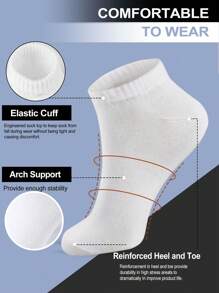 10 双男士透气柔软休闲袜，适合日常穿着，户外跑步骑行运动袜 - 白色 - 查看 2