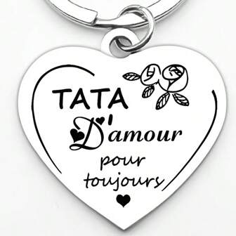 1pc Auntie's Love Keychain - Stainless Steel Carving Women's Keyring With Ring Buckle - Auntie's Forever Birthday Gift Accessories Backpack For School Bag Accessories Lanyards With Id Holder Car Accessories Bag Charms