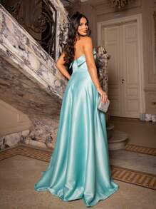 LONG DRESS FOR WEDDING PARTY BRIDESMAID GRADUATES STRAP-ON - Blue - View 2