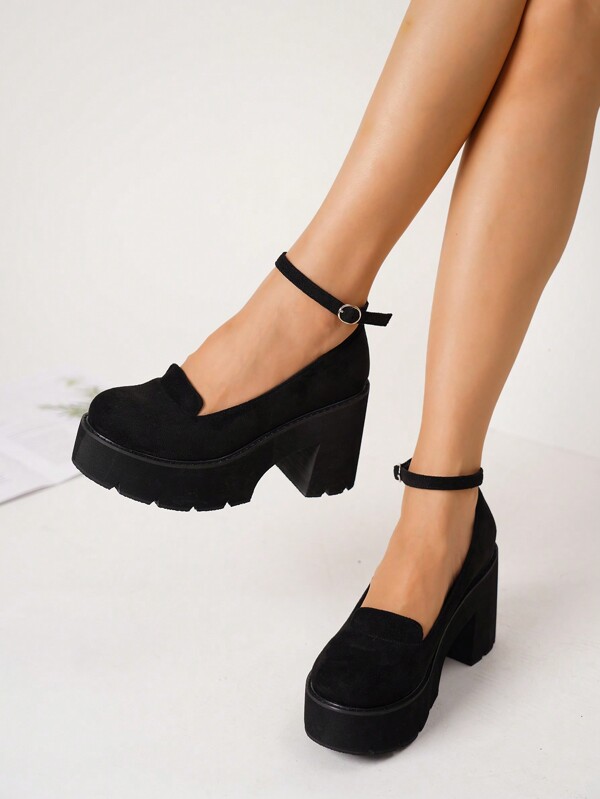 Comode e antiscivolo zeppe casual nere da donna, piattaforme senza lacci, versatili per tutte le stagioni