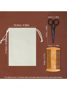 Bộ 3 sản phẩm chăm sóc râu tùy chỉnh theo yêu cầu, 1 lược chải râu & 1 kéo làm đẹp & 1 túi rút, Quà tặng râu, lược chải râu tùy chỉnh, Bộ cọ gỗ cao cấp dành cho nam - Quà tặng lý tưởng cho bố, chồng và bạn trai - Chăm sóc râu tuyệt vời! Tên tùy chỉnh được khắc bằng laser, - Nhiều màu - Xem 2