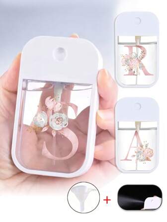 45ML Portable Spray Bottle Perfume Bottle Hand Sanitizer Bottles Refillable Perfume Cosmetics Essential Oils Storage With Funnel Organizer Travel Alcohol Fashion Letter Serie Travel Essentials School School Supplies Holiday Camping Holiday Essentials Vacation Accessories Mini Perfume For Women Perfume For Men Beach