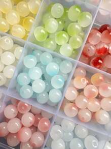 100 piezas/200 piezas Cuentas de cristal de colores brillantes minimalistas de moda de 8mm, manualidades de joyería DIY para collares, pulseras, pendientes, colores aleatorios surtidos