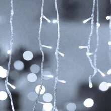 LED Icicle String Lights, Christmas Icicle Lights 16.4FT 216 LEDs Window Curtain Starry Fairy Lights 8 Modes For Wedding Party Bedroom Garden Patio Outdoor Indoor - Clear White - View 1