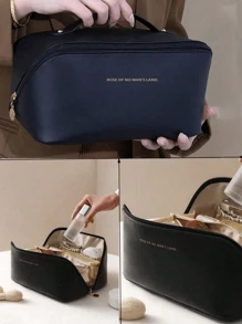 1 件多功能化妆包、夏季旅行化妆品收纳包、防水洗漱包、化妆刷架、大容量化妆包、方便的旅行手提包，用于护肤品、化妆品、化妆刷、粉饼、口红，适用于海滩、学校、浴室、假日、情人节、圣诞节、母亲节礼物，送给妈妈、家人、朋友、夏季必备包、化妆包、洗漱包、办公桌收纳包、化妆包、化妆袋、旅行必需品、化妆包、化妆包、大容量、大号化妆包