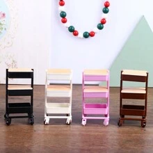 1pc Dollhouse Moving Push Cart Storage Rack Furniture Accessories For 6-Inch BJD Dolls Play Scene (Requires Assembly)