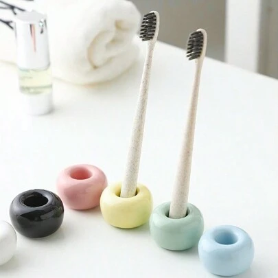 1 chiếc giá để bàn chải đánh răng bằng gốm sứ hình cặp đôi phong cách Macaron Bộ dụng cụ sắp xếp đồ dùng nha khoa trang trí phòng tắm mùa hè