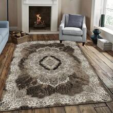 1pc Bohemian Style Floral Patterned Carpet - Fade-Resistant, Soft Flannel Bathroom Mat, Home Decor Home Decor Floor Mats Carpets Home Bathroom Decor Bath Rug Outdoor Rug Door Mat Fall Decor Bathroom Accessories Back To School Entryway Decor - Brown - View 4