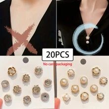 20pcs White Enamel Mini Brooch Pins, Metal Collar Clips, Cardigan Clips, Decorative For Women Shirts, Sweaters, Dresses And Jackets