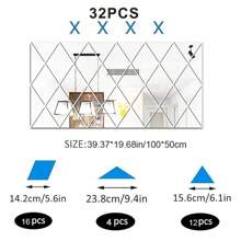 17pcs, 32pcs, 58pcs Removable Acrylic Mirror Decal Wall Stickers Geometrical Art Decorative Diamond Shape Mirror Tiles, Suitable For Home Bedroom Living Room DIY Self-Adhesive Mirror Wall Decals, Decor For Office, School, Dormitory,Stickers,Wall Decal, Vinyl Decal For Home Decorations,Spring Decoration Items Refresh Your Home,Rama Decoration Stickers Gifts Birthday Graduation Wall Decor Room Decor Wall Mirror Mirror For Room Bathroom Decor Living Room Decor