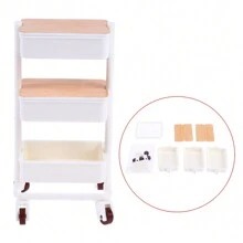 1pc Dollhouse Moving Push Cart Storage Rack Furniture Accessories For 6-Inch BJD Dolls Play Scene (Requires Assembly)